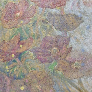 Wind flower 18b | 
	雲肌麻紙 土佐麻紙 岩絵の具 膠 楮紙  33.3x24.2cm  2018 Japanese paper, rock pigment, nikawa,Kouzo paper 
