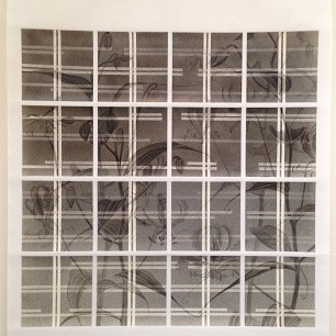 細工格子をすかして見れば2019 / Behind the Latticed Window 2019 | 
	混合和紙（白峰）墨　牛皮和膠

	126 x 126 cm (image size) 150 x 132 cm(scroll size) 2019
	Japanese paper sumi Nikawa
